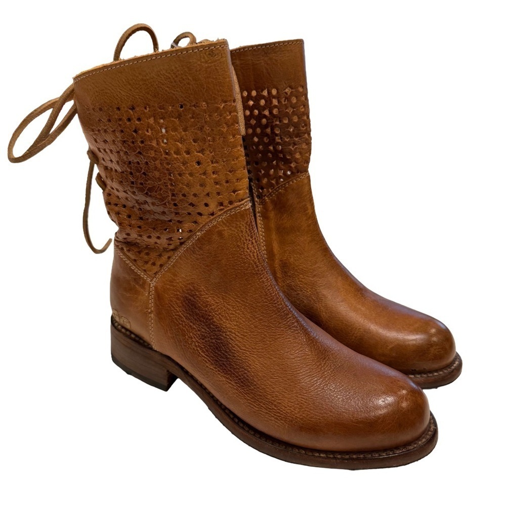 Bed Stu Women’s Bridgewater Tan Leather Ankle Boots Lace Up Back  Sz 6.5 NEW